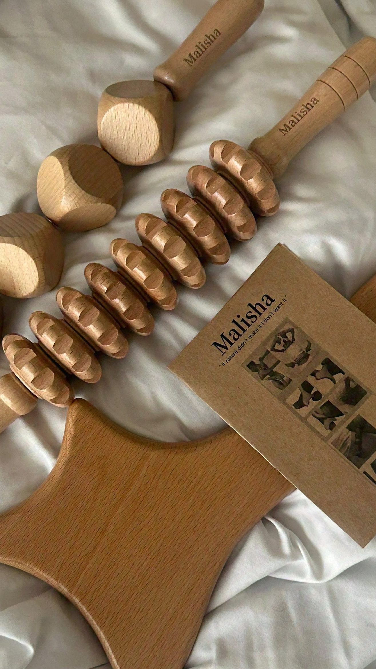 Wood Therapy Roller Stick Massage Tool, Curved Designed Handheld Maderoterapia Colombiana Massage Tool, Lymphatic Drainage, Trigger Point Stick, Body Therapy Massager