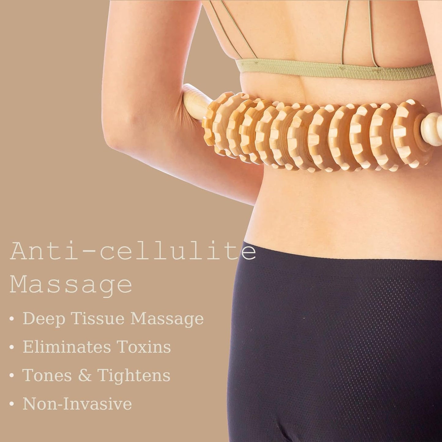 Wood Therapy Roller Stick Massage Tool, Curved Designed Handheld Maderoterapia Colombiana Massage Tool, Lymphatic Drainage, Trigger Point Stick, Body Therapy Massager